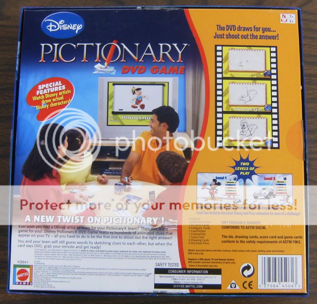 Disney Pictionary DVD Board Game 2007 Mattel Complete  