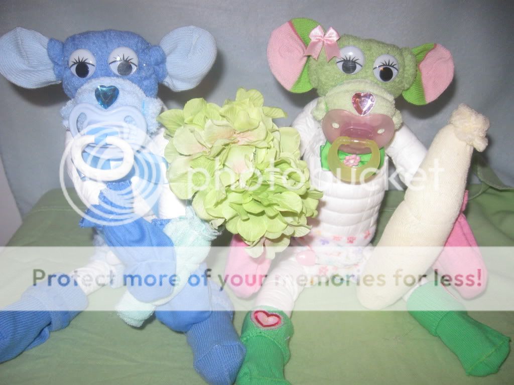 OOAK DIAPER MONKEY BABY SHOWER GIFT AND KEEPSAK  